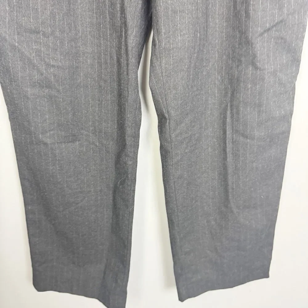 ZARA | Drawstring Waist Gray Pinstripe Print Pants Women’s Size 10